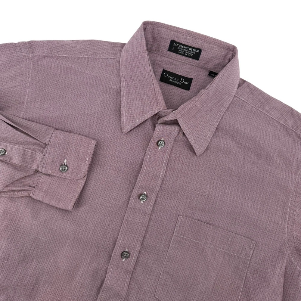 Christian Dior Monsieur Shirt Mens 16.5 33 Mauve Long Sleeve‎ Cotton Button Down